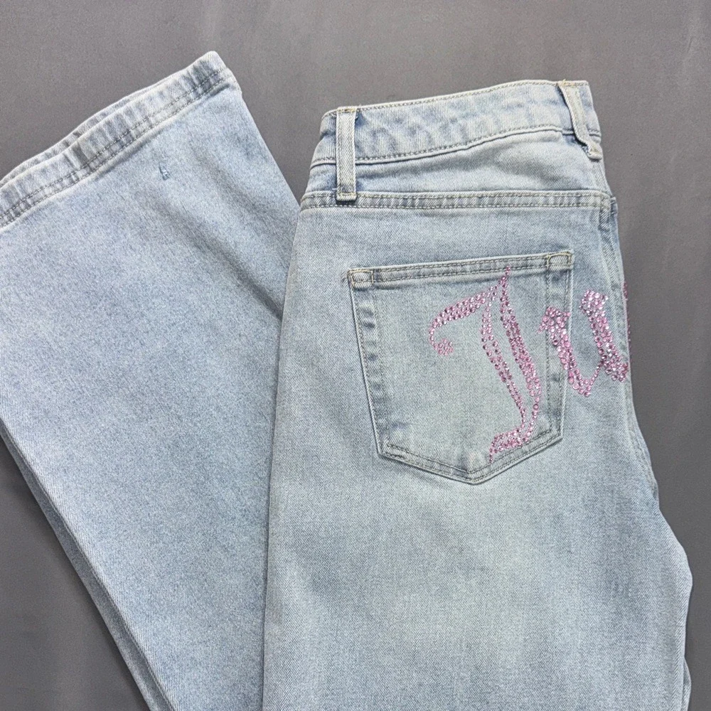 Juicy‎ Couture Light Blue Wide Leg Jeans Flare Denim Size 5/27 Abbod Style